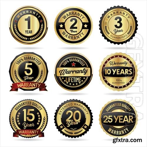 Vector collection of customer satisfaction warranty guaranteed golden badge Vector collection of customer satisfaction warranty guaranteed golden badge