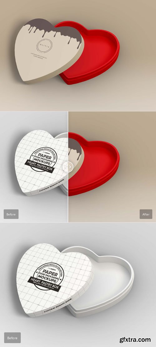Red Heart - Gift Box PSD Mockup Template Red Heart - Gift Box PSD Mockup Template