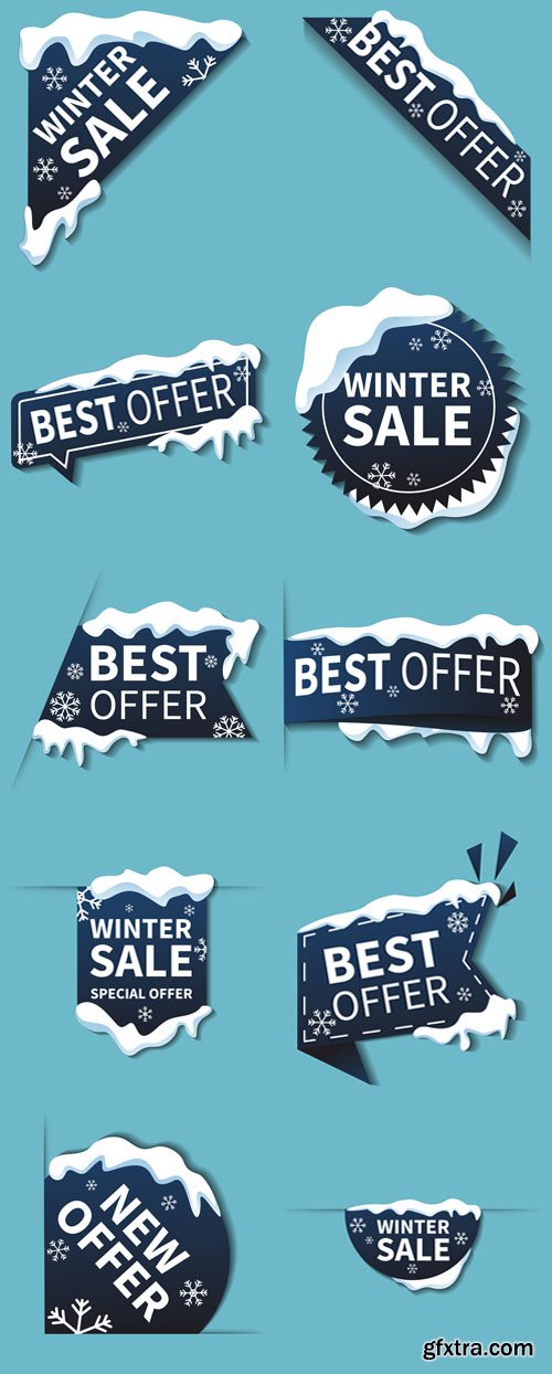 Winter Sales Labels - 10 Vector Templates Collection Winter Sales Labels - 10 Vector Templates Collection