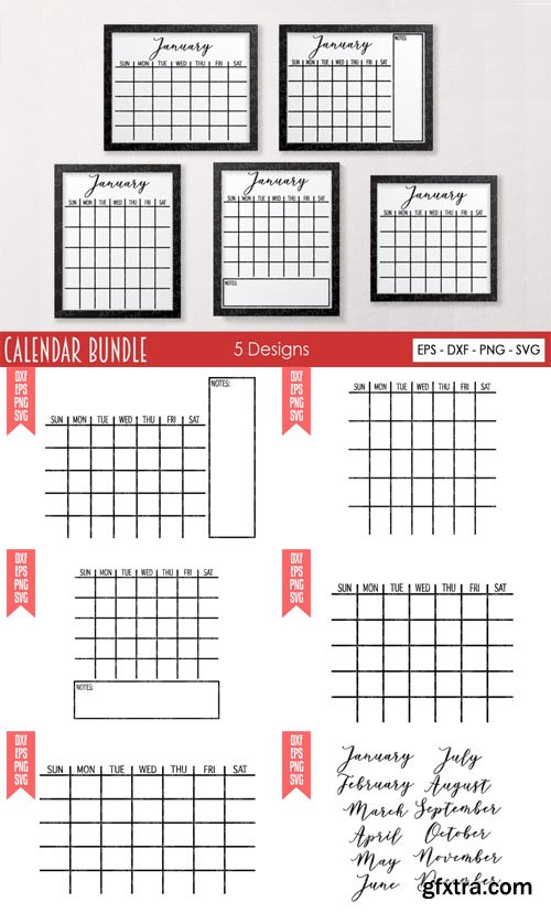 Calendar Bundle - 5 Vector Design Templates Calendar Bundle - 5 Vector Design Templates