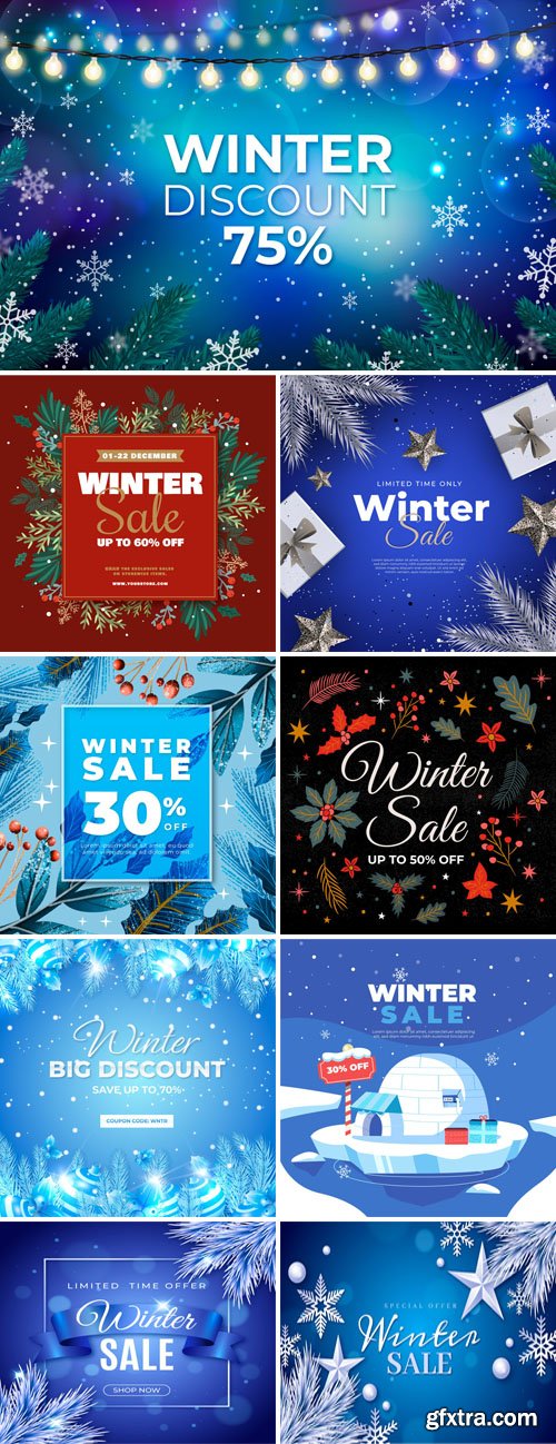Winter Sales Backgrounds Vol.2 - 30+ Vector Templates Winter Sales Backgrounds Vol.2 - 30+ Vector Templates