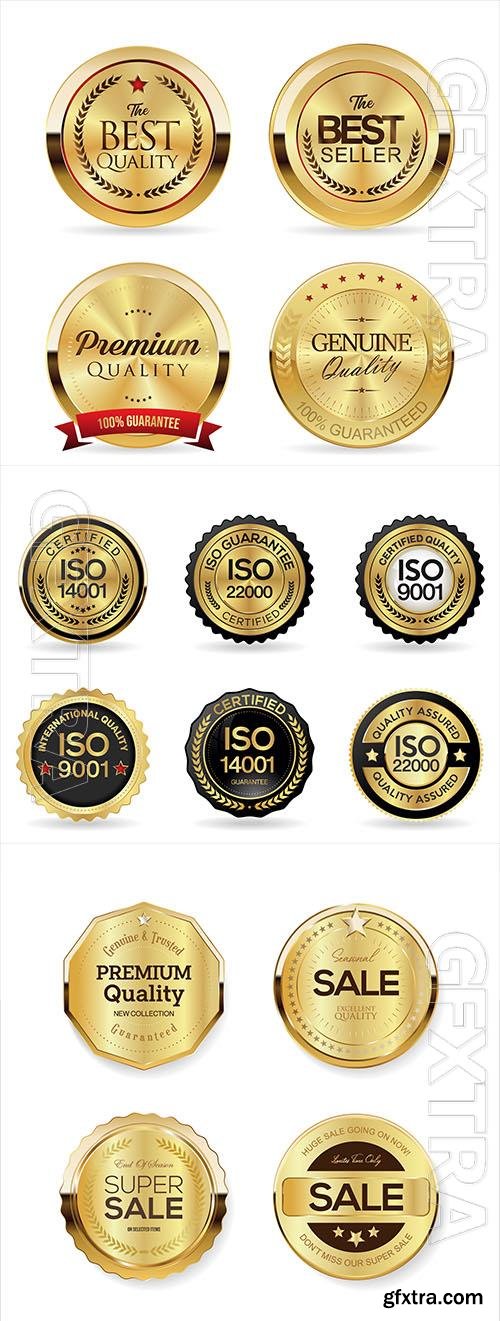 Vector collection of premium quality golden badges vol 2 Vector collection of premium quality golden badges vol 2