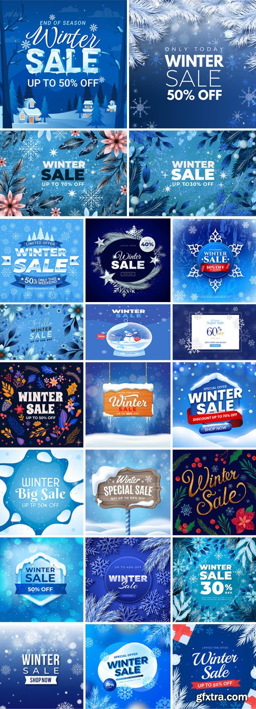 Winter Sales Backgrounds Vol.2 - 30+ Vector Templates Winter Sales Backgrounds Vol.2 - 30+ Vector Templates