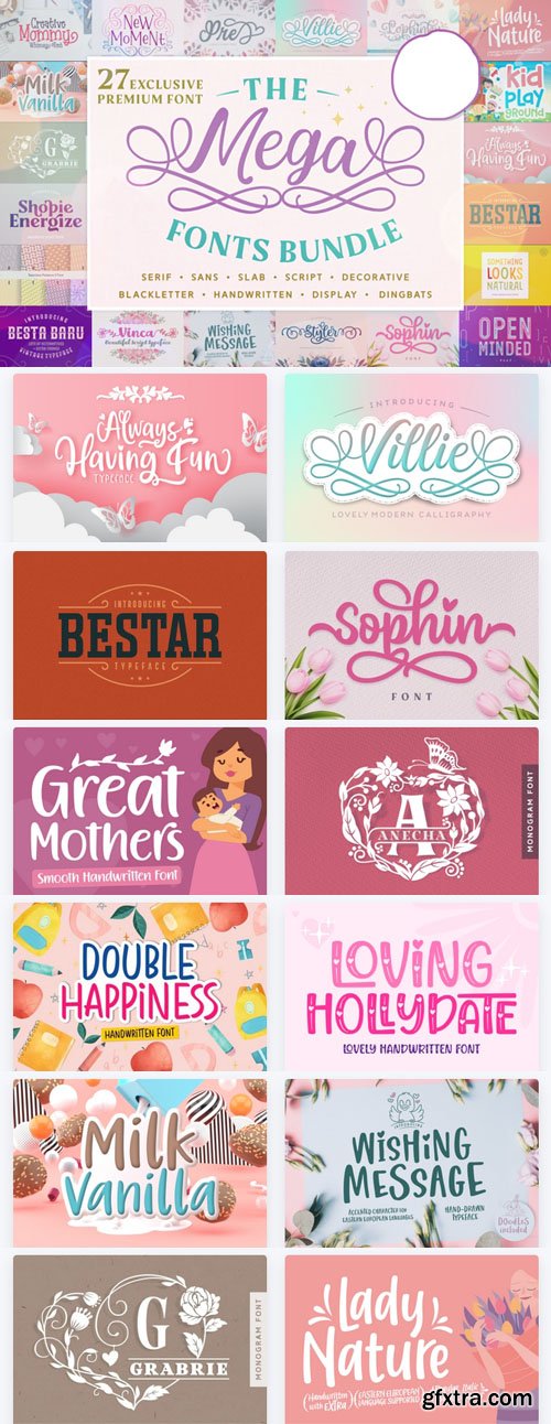 The Mega Fonts Bundle - 27 Premium Fonts