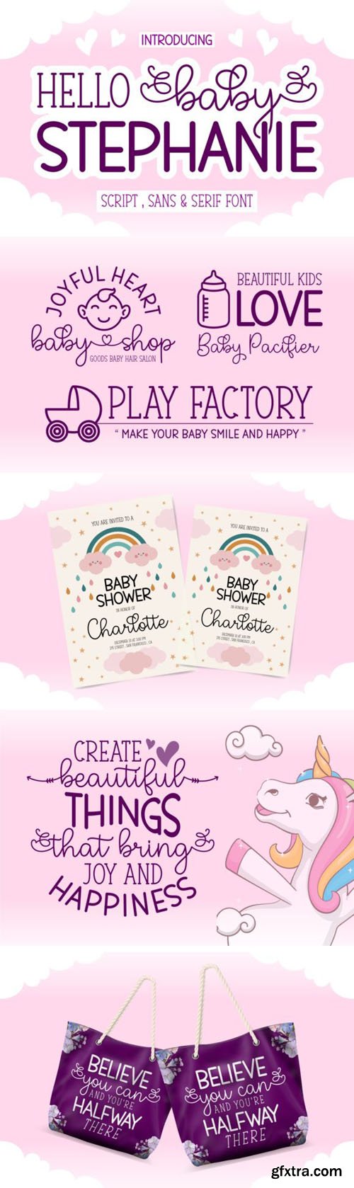 Hello Baby Stephanie - Lovely Trio Font Hello Baby Stephanie - Lovely Trio Font