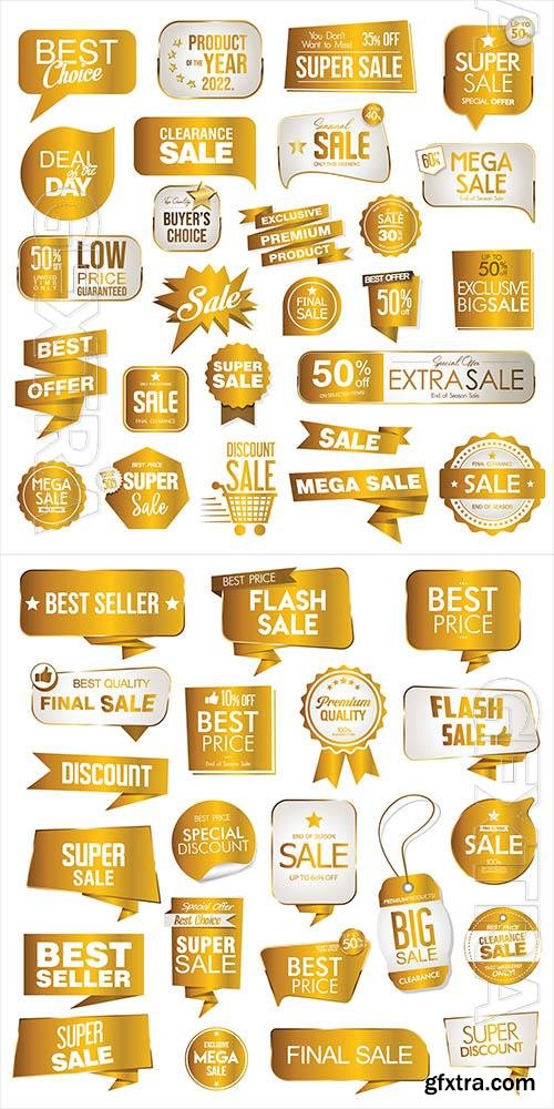 Vector collection of golden premium badge stickers and seals vol 3 Vector collection of golden premium badge stickers and seals vol 3