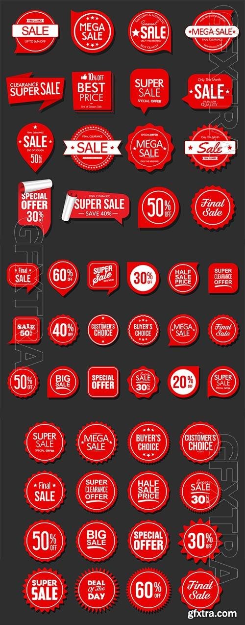 Vector collection of red badges and labels modern super sale style Vector collection of red badges and labels modern super sale style