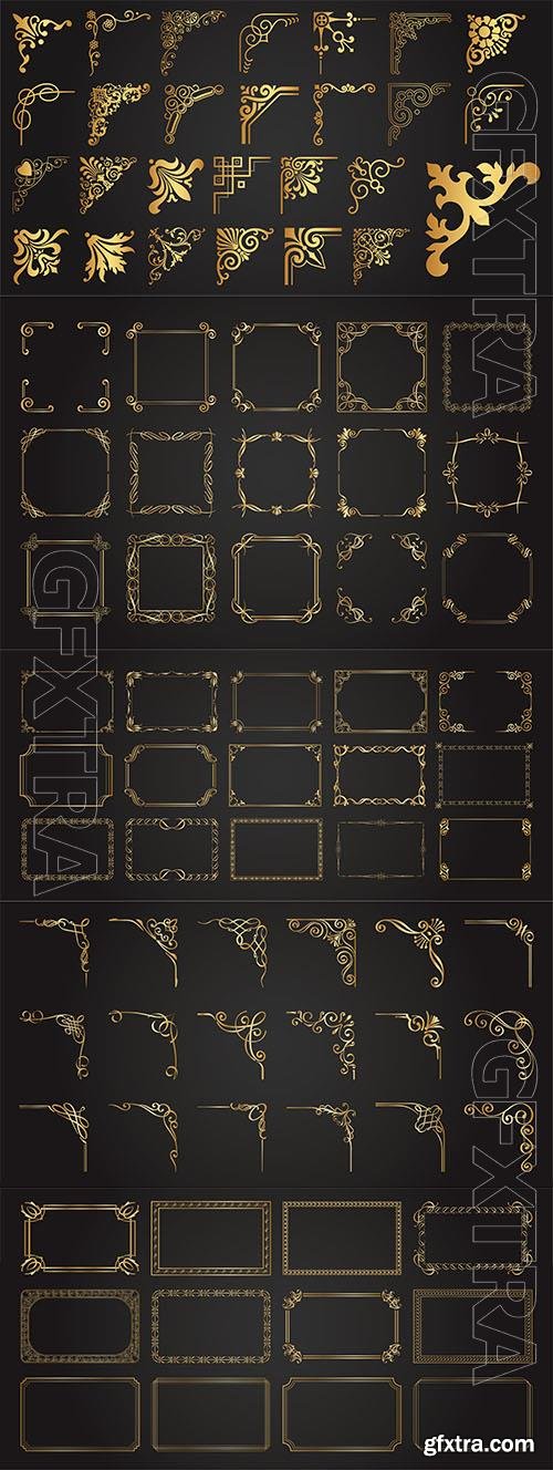 Vector collection of decorative corner frames, vintage borders, ornaments Vector collection of decorative corner frames, vintage borders, ornaments