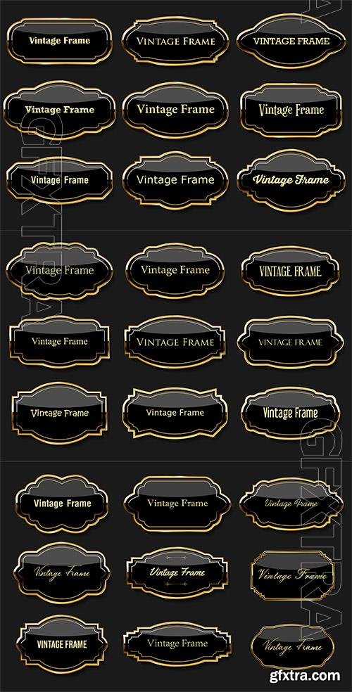 Vector collection of golden badges, vintage frame and labels retro style Vector collection of golden badges, vintage frame and labels retro style