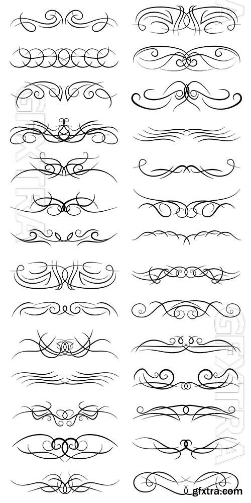 Vector set of vintage decorative curls swirls monograms, borders, drawing elements Vector set of vintage decorative curls swirls monograms, borders, drawing elements