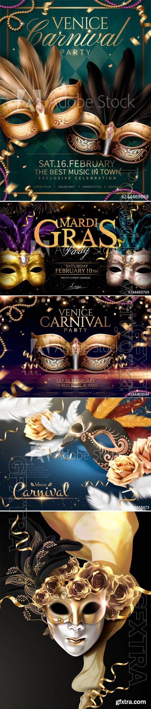 Mardi gras carnival poster, Venice carnival vector design Mardi gras carnival poster, Venice carnival vector design