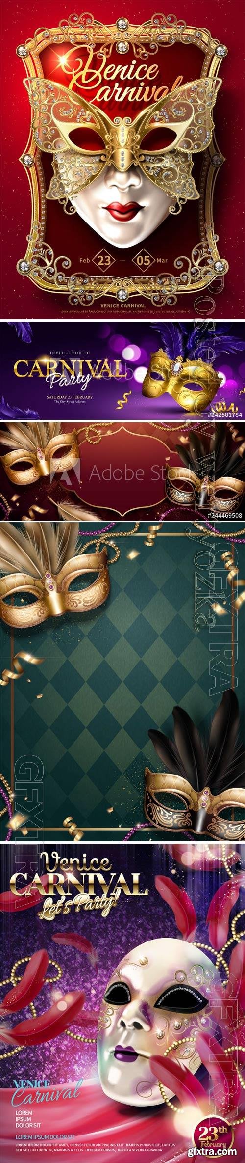 Mardi gras carnival poster, Venice carnival vector design vol 2 Mardi gras carnival poster, Venice carnival vector design vol 2