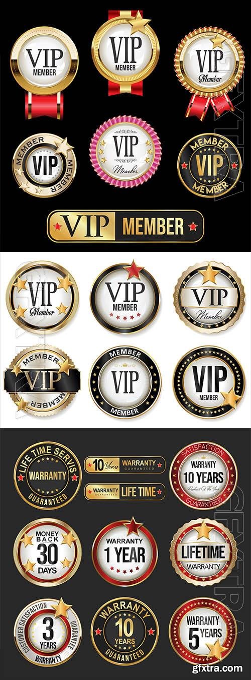 Vector vip gold and black labels and badges collection Vector vip gold and black labels and badges collection