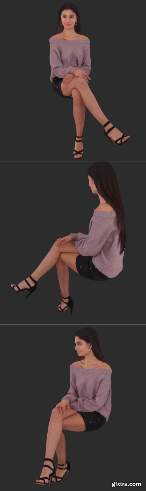 Yasmin Posed 012 - Sitting Elegant 3D Woman