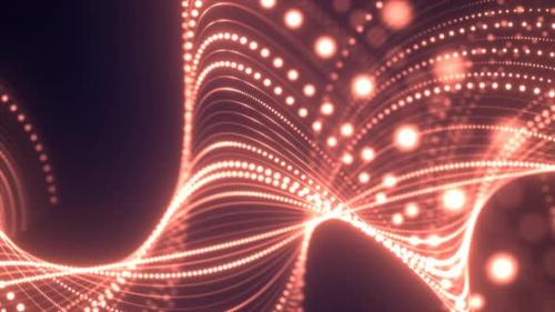 Videohive - Abstract orange waves from lines and dots of particles of glowing swirling futuristic hi-tech - 42830894 - 42830894