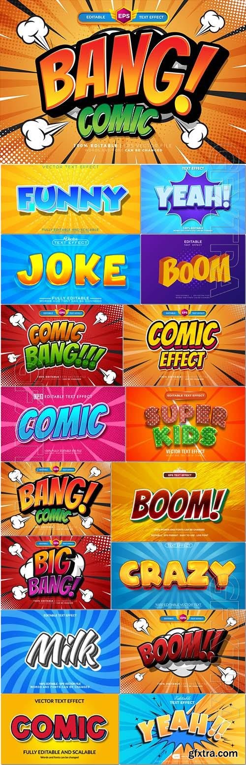 Vector comic cartoon 3d editable text effect style Vector comic cartoon 3d editable text effect style