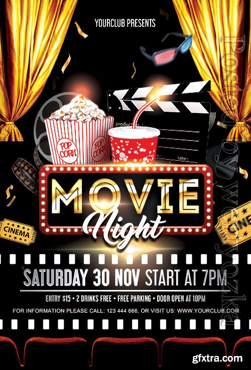 Movie Night Psd Flyer Design Movie Night Psd Flyer Design