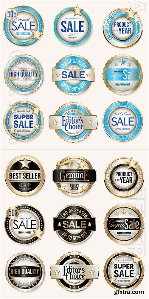 Vector high quality and best seller collection of golden badges Vector high quality and best seller collection of golden badges