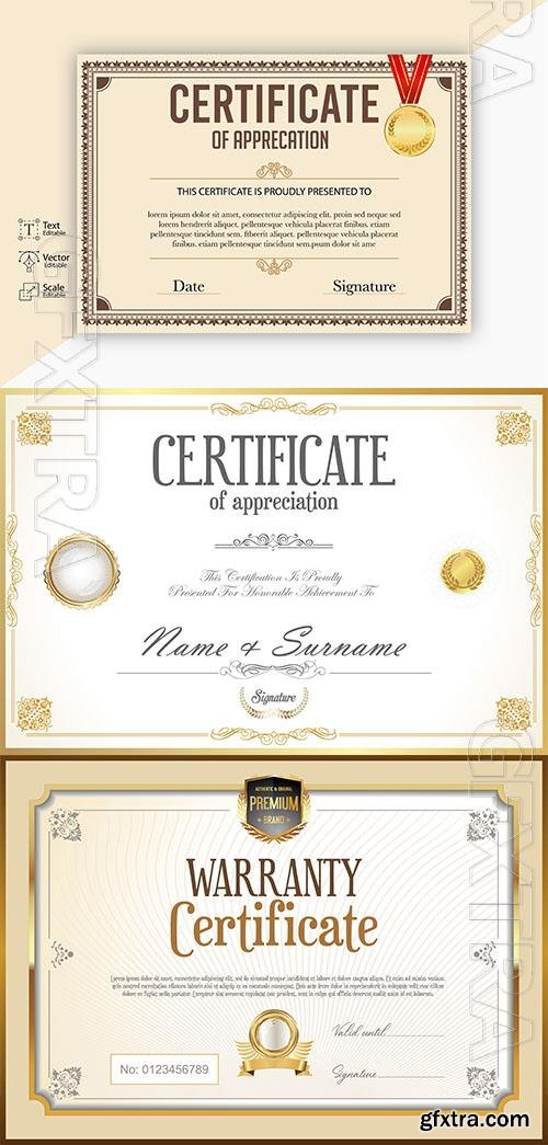 Certificate of appreciation or retro vector template for companies Certificate of appreciation or retro vector template for companies