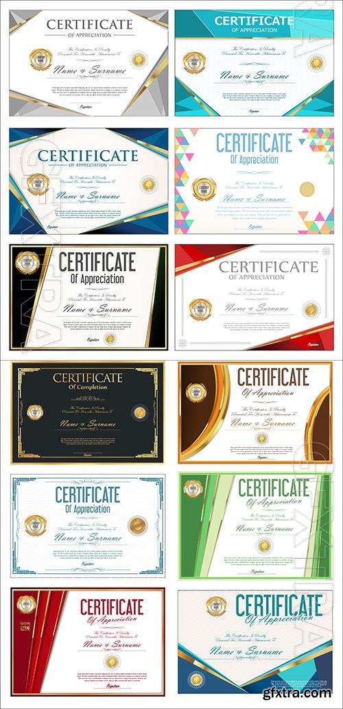 Colorful certificate or diploma retro design template Colorful certificate or diploma retro design template