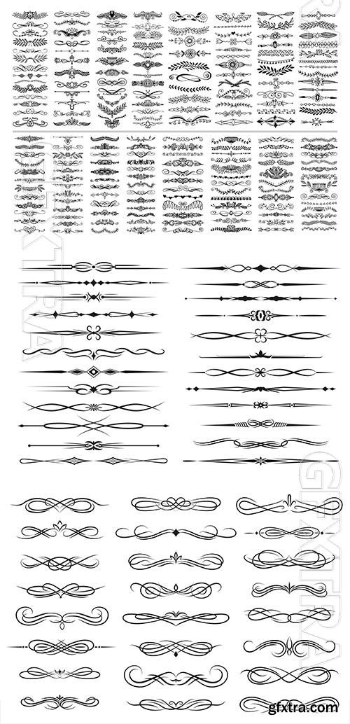 Vintage decorative curls swirls, borders, drawing elements Vintage decorative curls swirls, borders, drawing elements