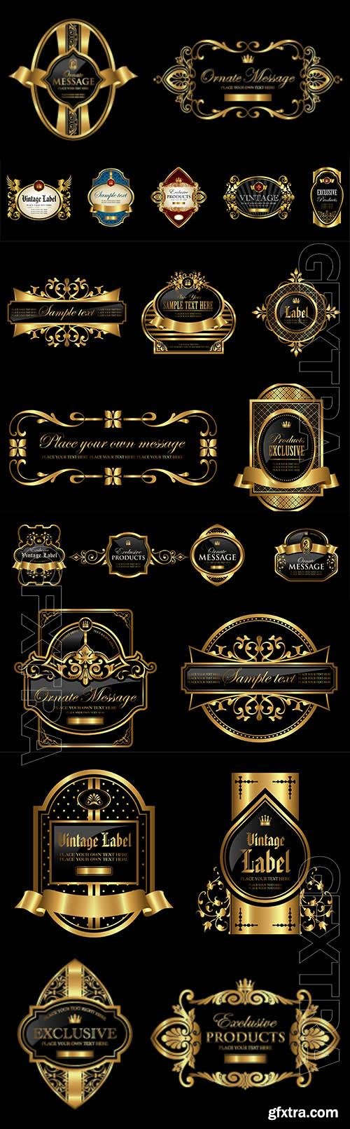 Vintage framed and gold labels in vector Vintage framed and gold labels in vector