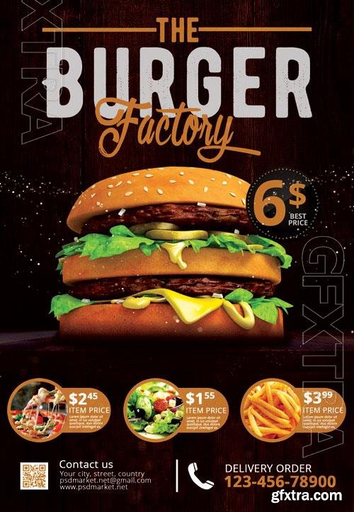 Psd burger factory flyer design Psd burger factory flyer design