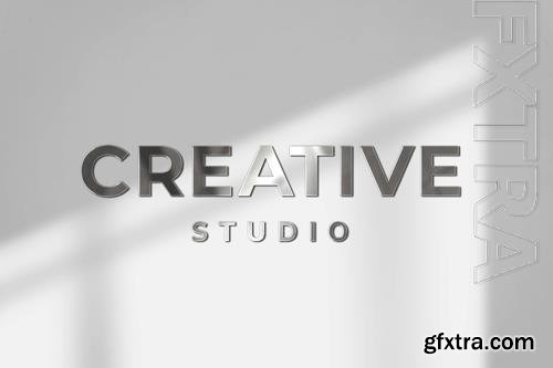 PSD creative studio business logo psd template in steel texture PSD creative studio business logo psd template in steel texture