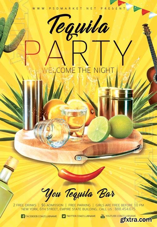 Psd tequila party flyer design Psd tequila party flyer design