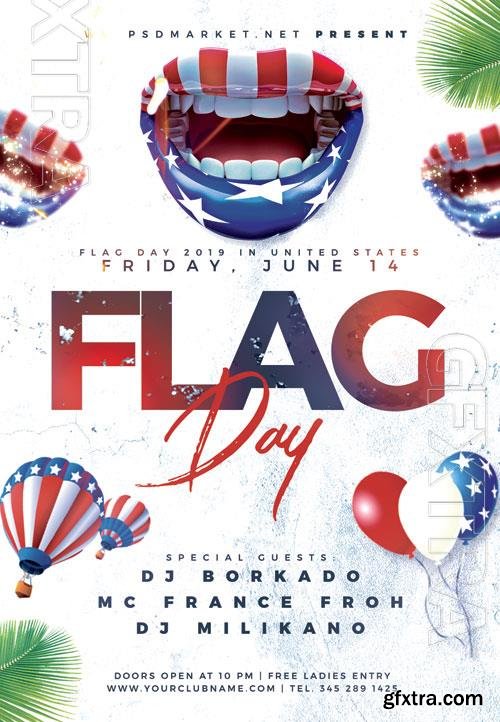 Psd flag day party flyer design Psd flag day party flyer design