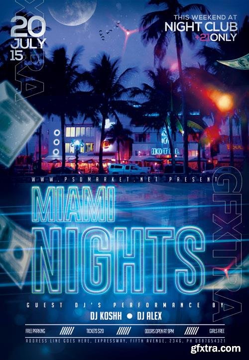 Psd miami nights flyer design Psd miami nights flyer design