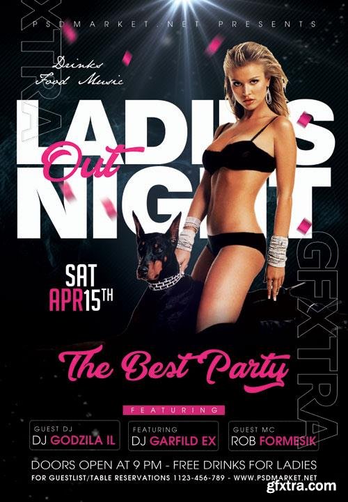 Psd ladies night out party flyer design