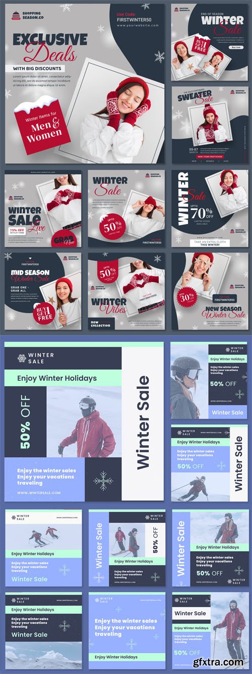 Winter Sales Social Media Posts - 10 Premium PSD Templates Collection Winter Sales Social Media Posts - 10 Premium PSD Templates Collection
