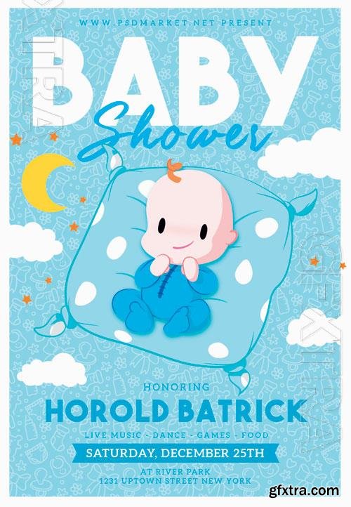 Psd fllyer baby shower party template design Psd fllyer baby shower party template design