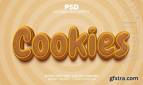 PSD cookies 3d editable photoshop text effect style with background PSD cookies 3d editable photoshop text effect style with background