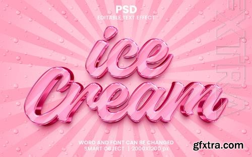 PSD ice cream pink color 3d editable photoshop text effect style with background PSD ice cream pink color 3d editable photoshop text effect style with background