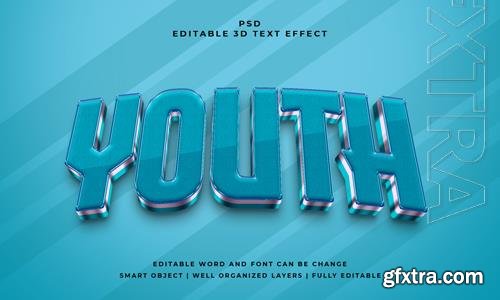PSD youth 3d editable psd text effect with background PSD youth 3d editable psd text effect with background