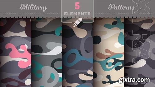 Vector camouflage seamless patterns military texture bundle war fabric vol 2