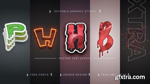 Vector set 5 horror halloween editable text effects font styles Vector set 5 horror halloween editable text effects font styles