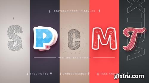 Vector set 5 school editable text effects font styles Vector set 5 school editable text effects font styles