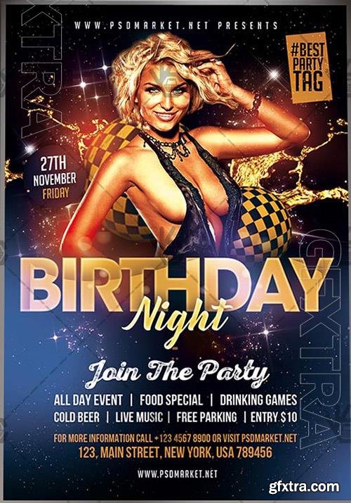 Psd fllyer birthday night template design Psd fllyer birthday night template design