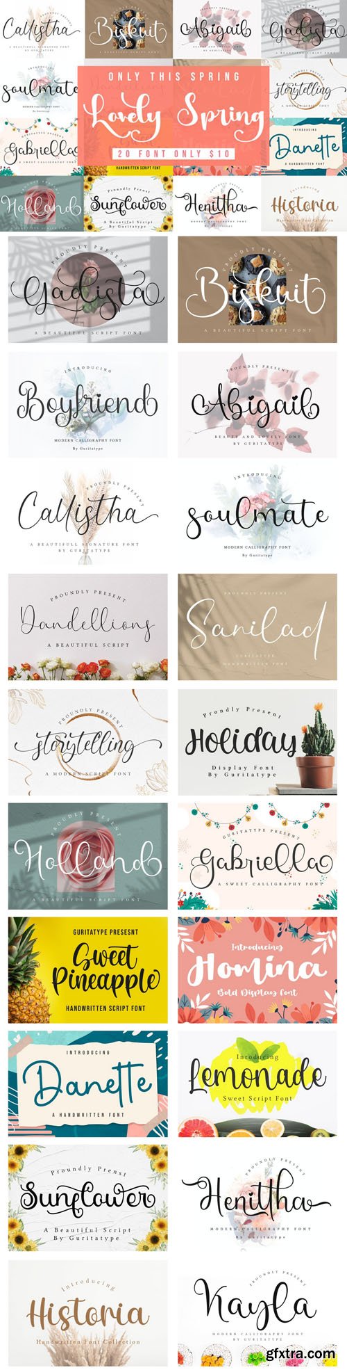 Lovely Spring Font Bundle - 20 Premium Fonts Lovely Spring Font Bundle - 20 Premium Fonts