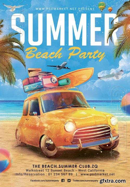 Psd fllyer summer beach party template design Psd fllyer summer beach party template design