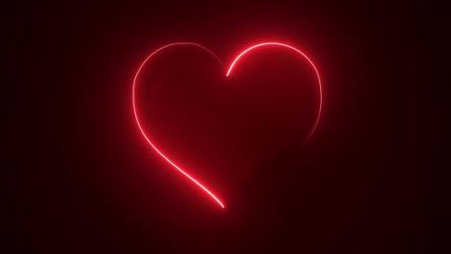 Videohive - Neon Red Heart Loop Valentines day - 42917615 - 42917615