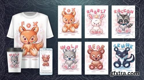 Vector cartoon character adorable animal zoo Vector cartoon character adorable animal zoo