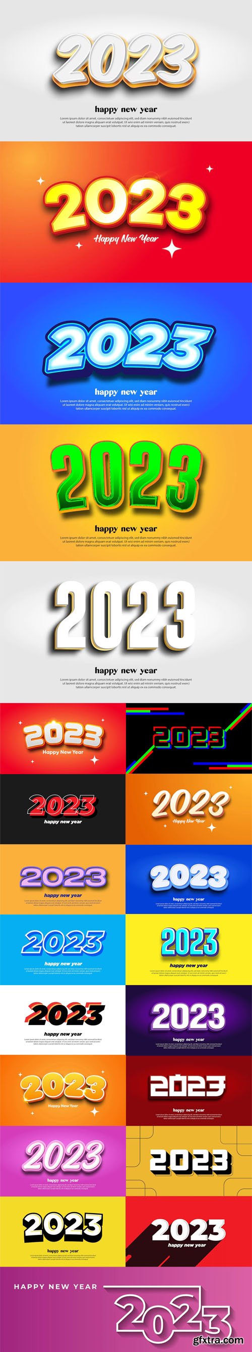 Happy New Year 2023 - 20+ Creative Vector Backgrounds Templates Happy New Year 2023 - 20+ Creative Vector Backgrounds Templates