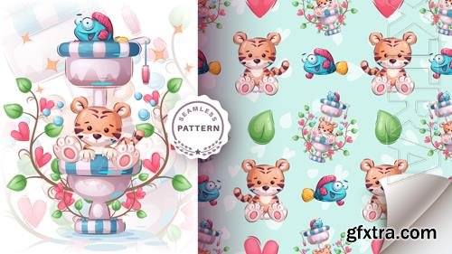 Vector cartoon character adorable tiger Vector cartoon character adorable tiger