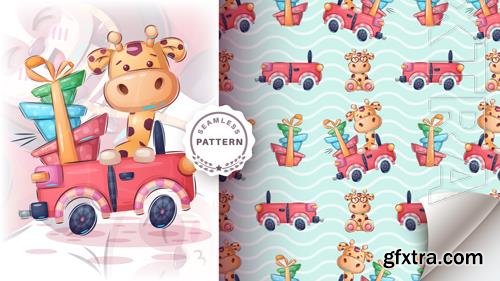 Vector seamless pattern adorable giraffe Vector seamless pattern adorable giraffe