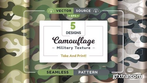 Vector camouflage seamless patterns military texture bundle war fabric