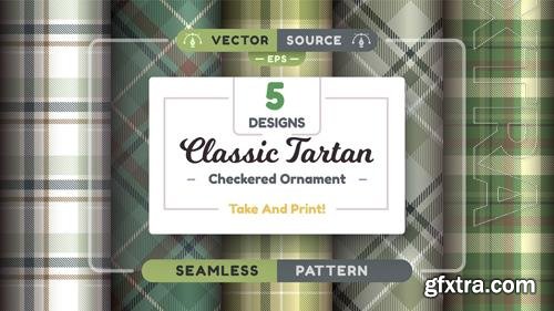 Vector military tartan seamless patterns texture checkered scottish fabric